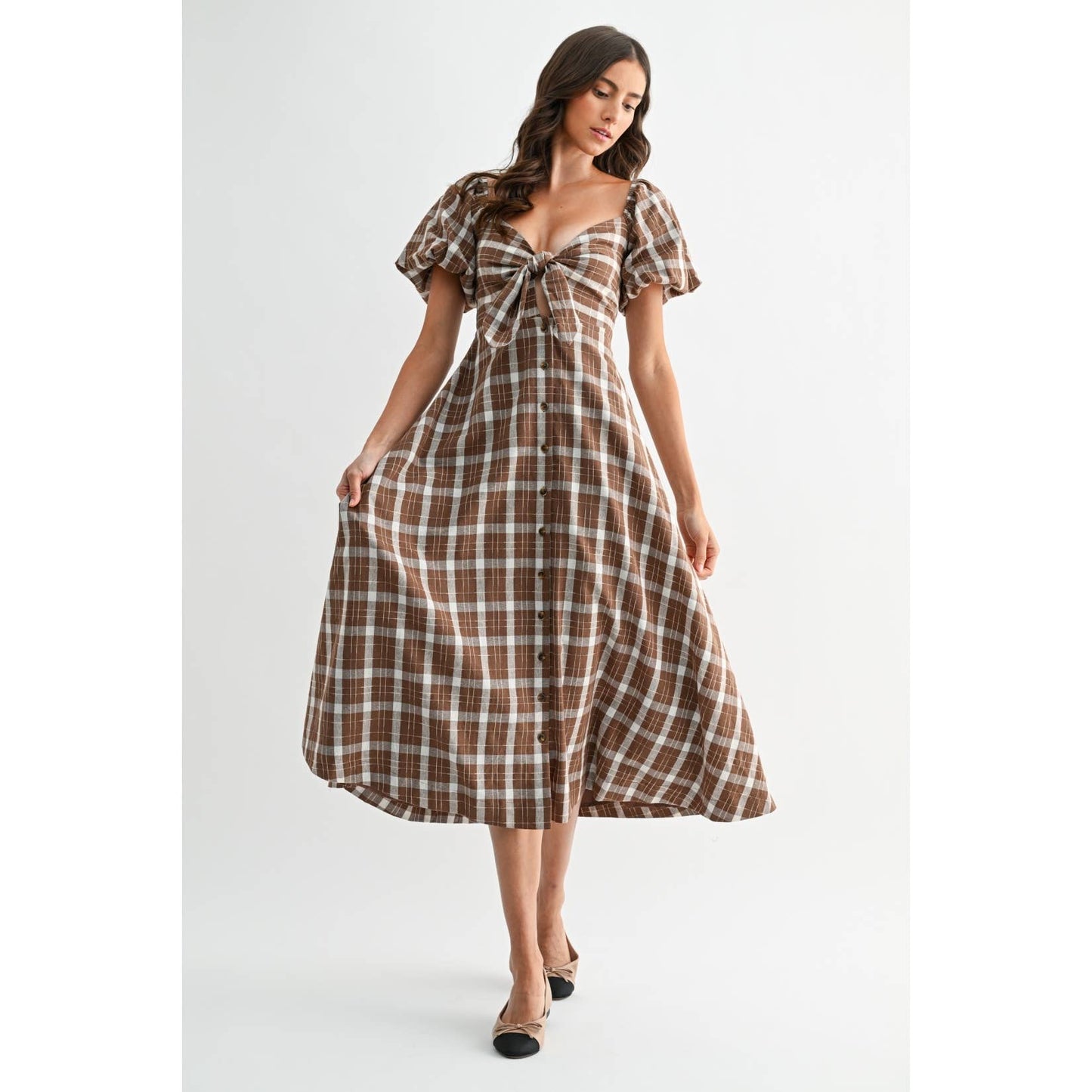 PLAID MIDI DRESS