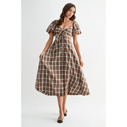 PLAID MIDI DRESS