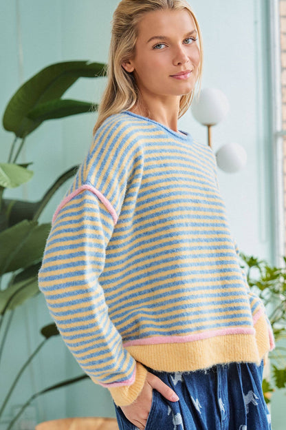Jerry Contrast Strip Sweater