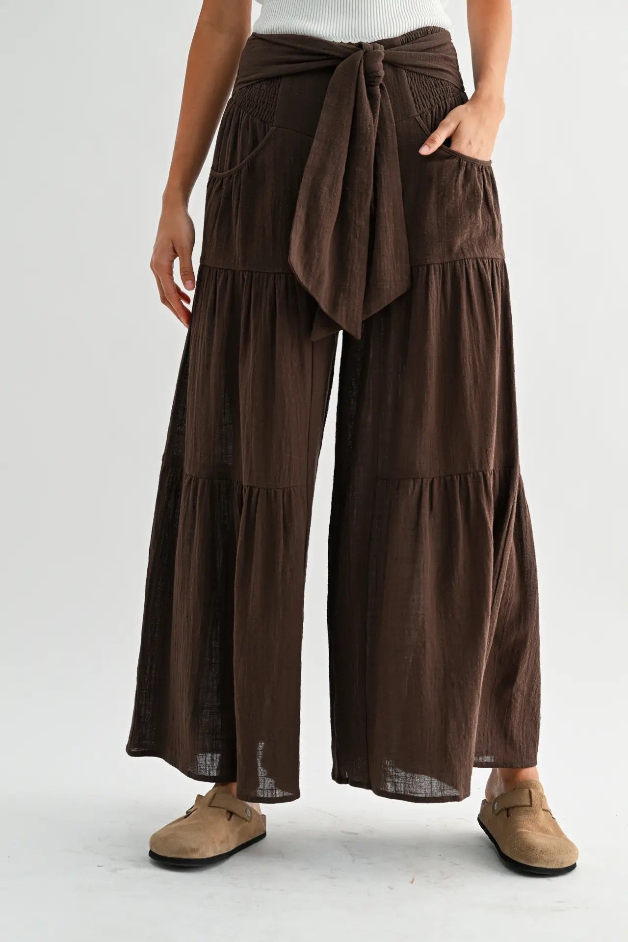 Tie Front Wide Leg Pants