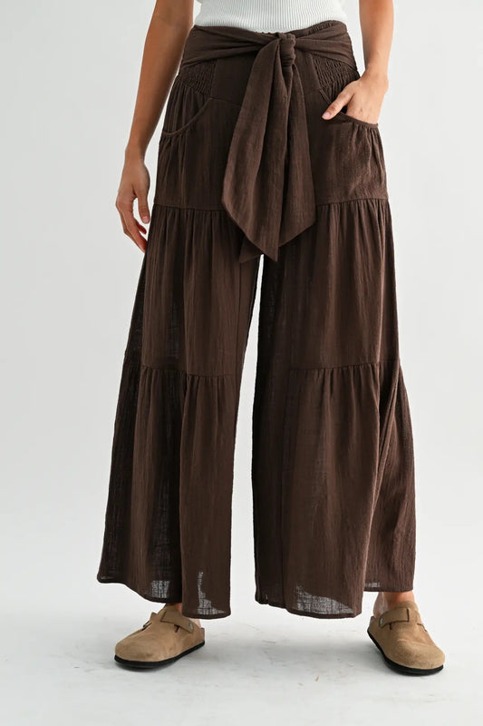 Tie Front Wide Leg Pants