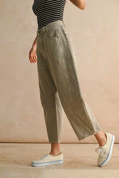 Khaki Barrel Pants