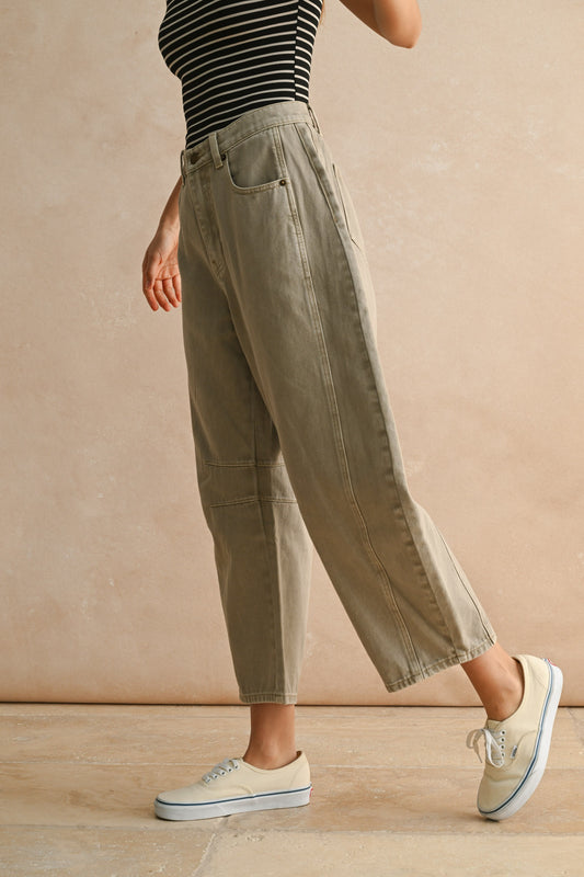 Khaki Barrel Pants