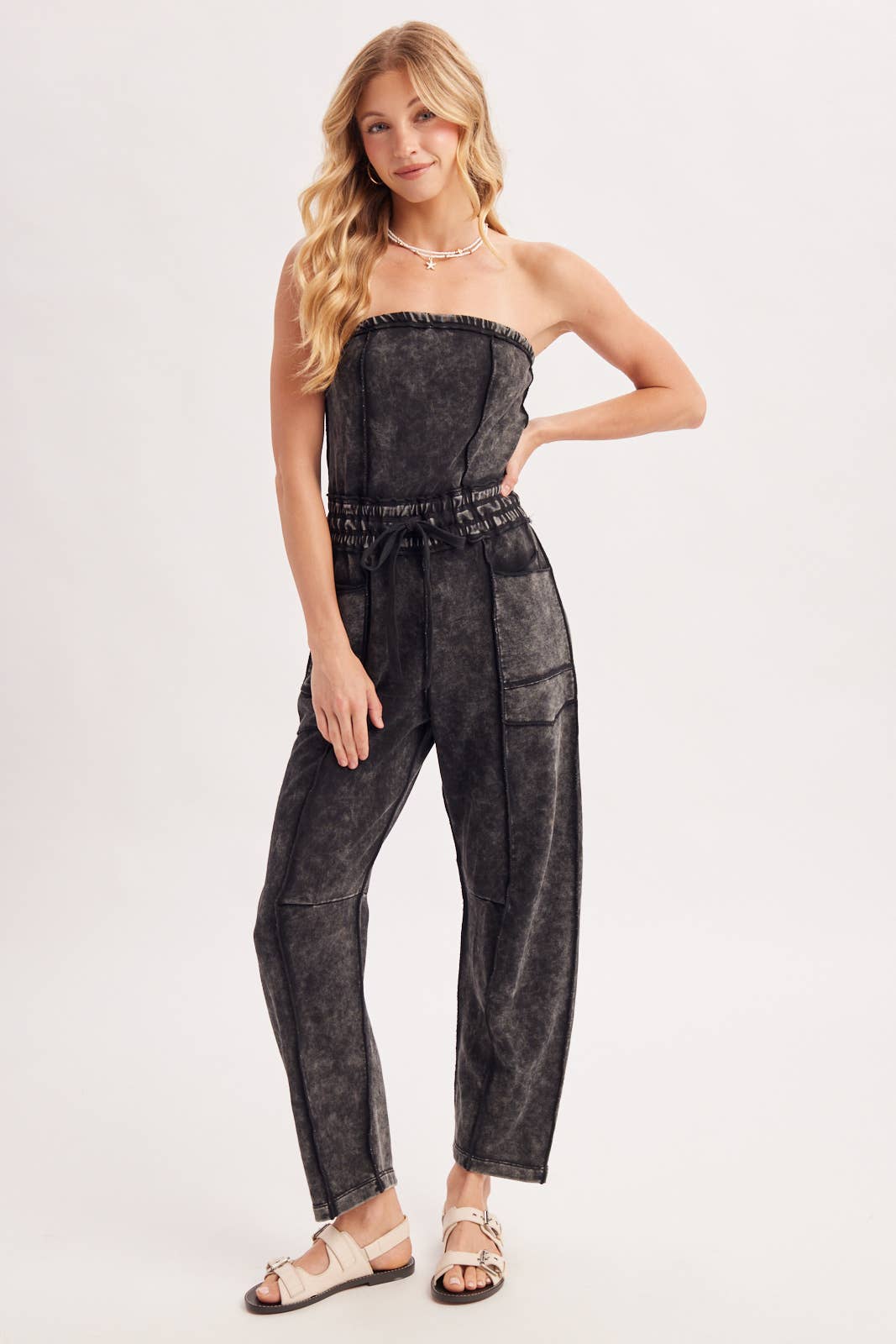 Sarah Washed Smocked Jumpsuit (Two Colors)
