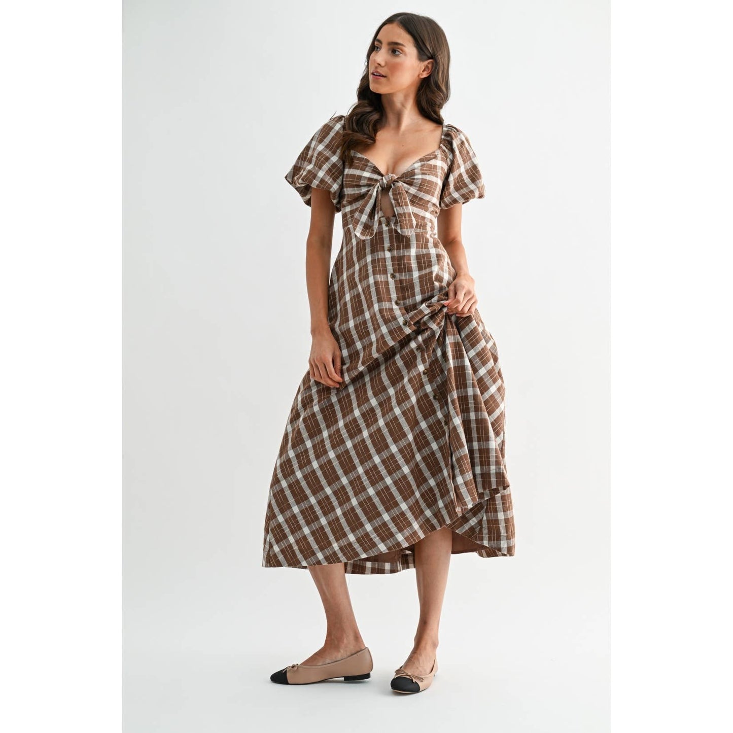 PLAID MIDI DRESS