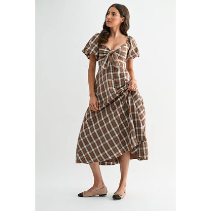 PLAID MIDI DRESS
