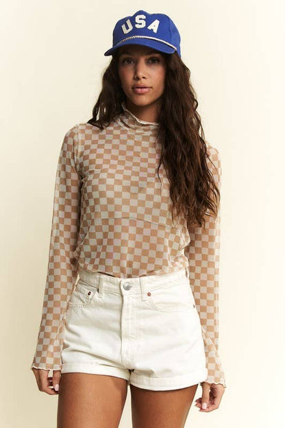 Checkered Obsessed Mesh Long Sleeve (Two Colors)