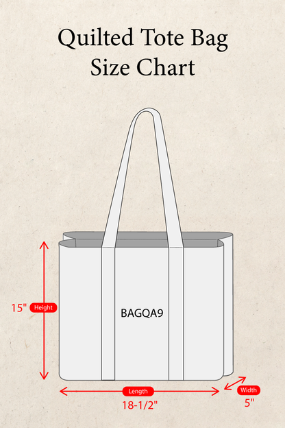 Quilted Striped Binding Roomy Fit Ivory Tote Bag