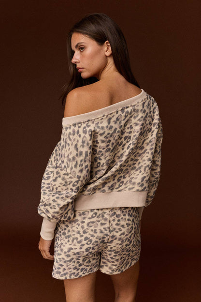 Georgia Leopard Print Off Shoulder Short Set