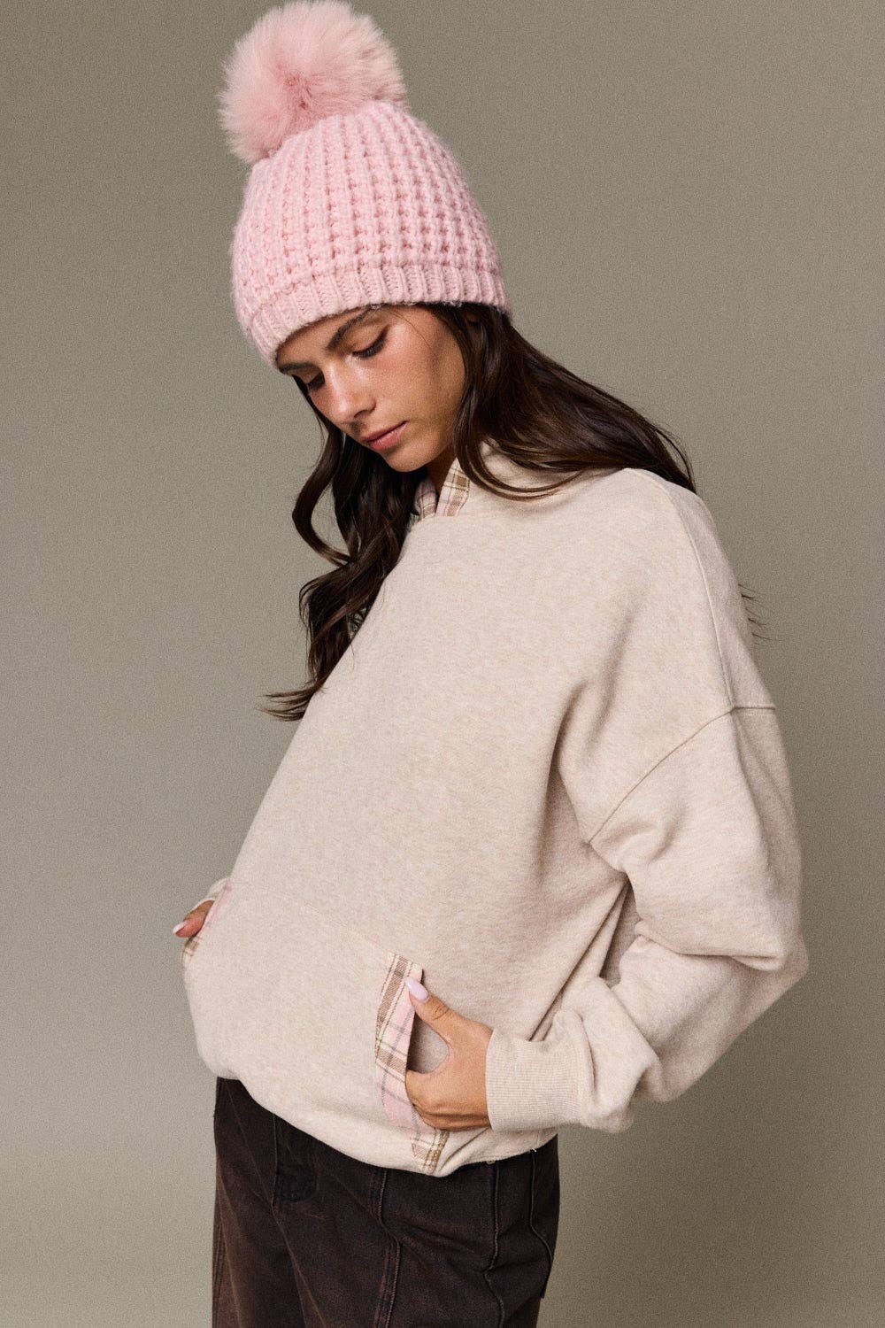 Betty Plaid Trim Pullover Hoodie