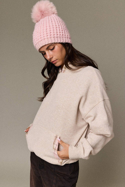 Betty Plaid Trim Pullover Hoodie