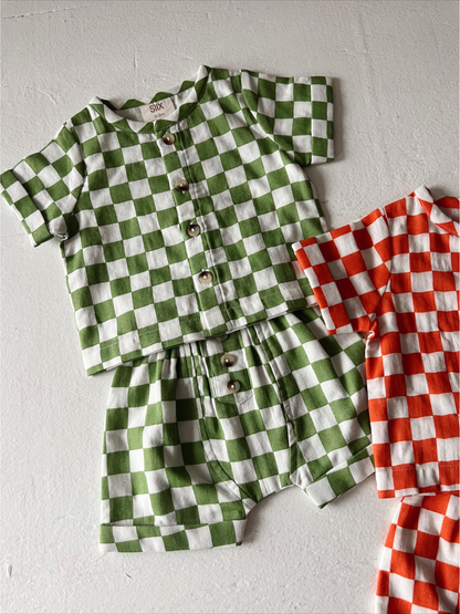 Lime Checkerboard / Organic Finley Set (Baby - Kids)