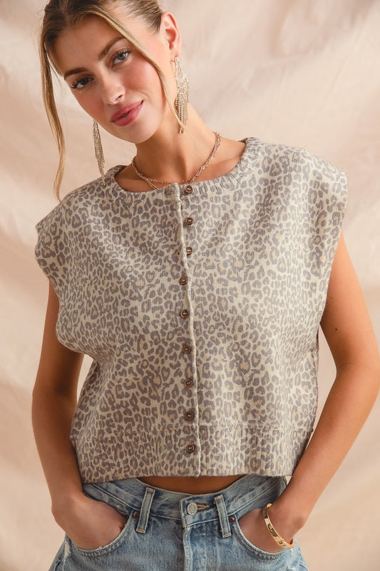 Simone Leopard Knit Vest