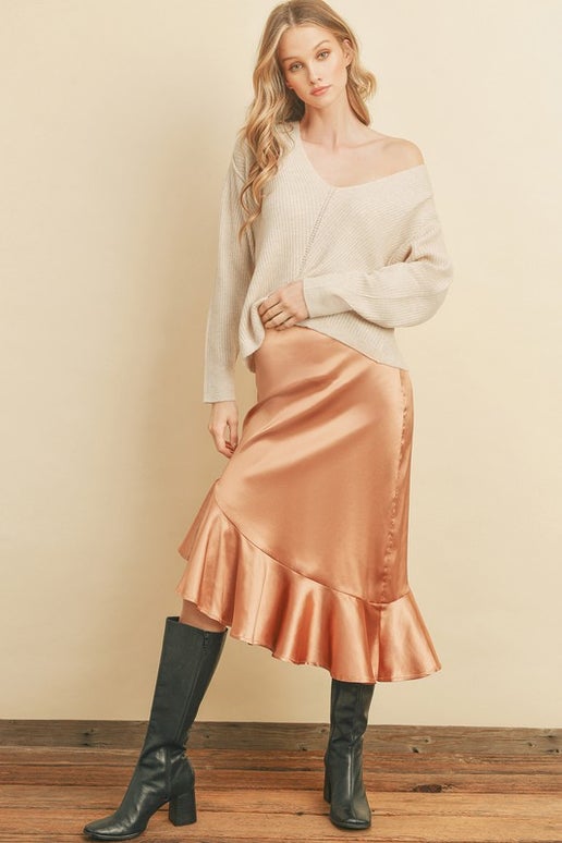 Satin Ruffle Skirt