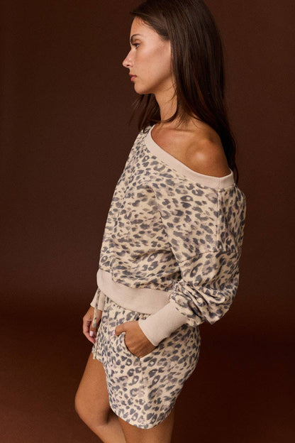 Georgia Leopard Print Off Shoulder Short Set