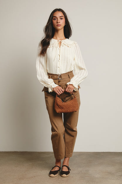 Embroidered Collar Textured Blouse