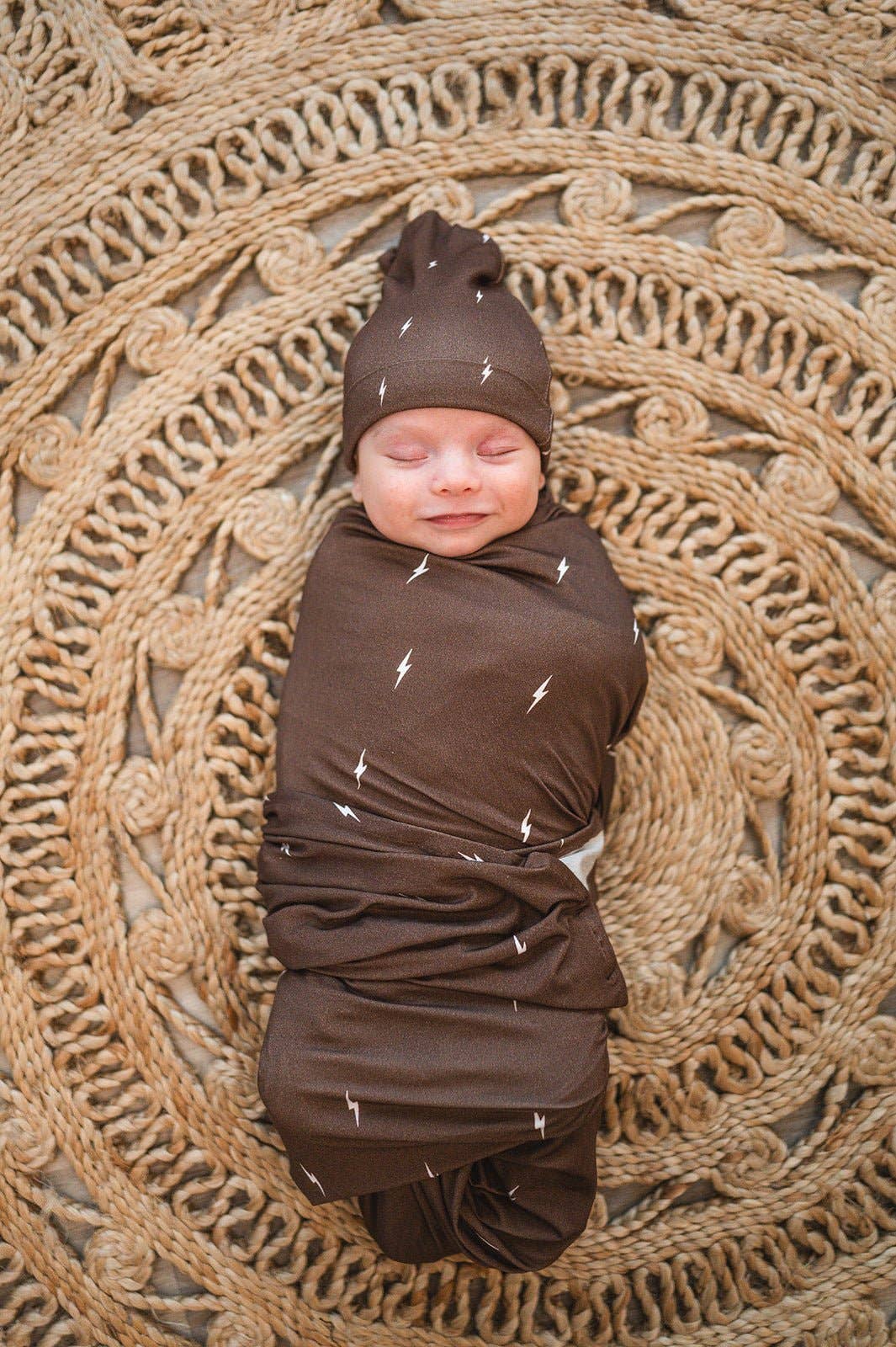 Bamboo Stretch Swaddle - Brown Lightning
