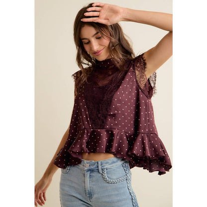 Paula Polka Dot Stain Lace Top