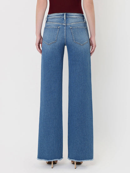 River Raw Hem Wide Leg Jeans
