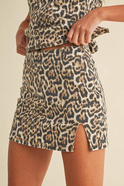 Peggy Leopard Top and Skort Set