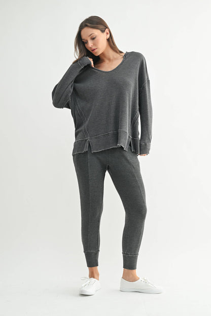 Logan Waffle Knit Long Sleeve Top