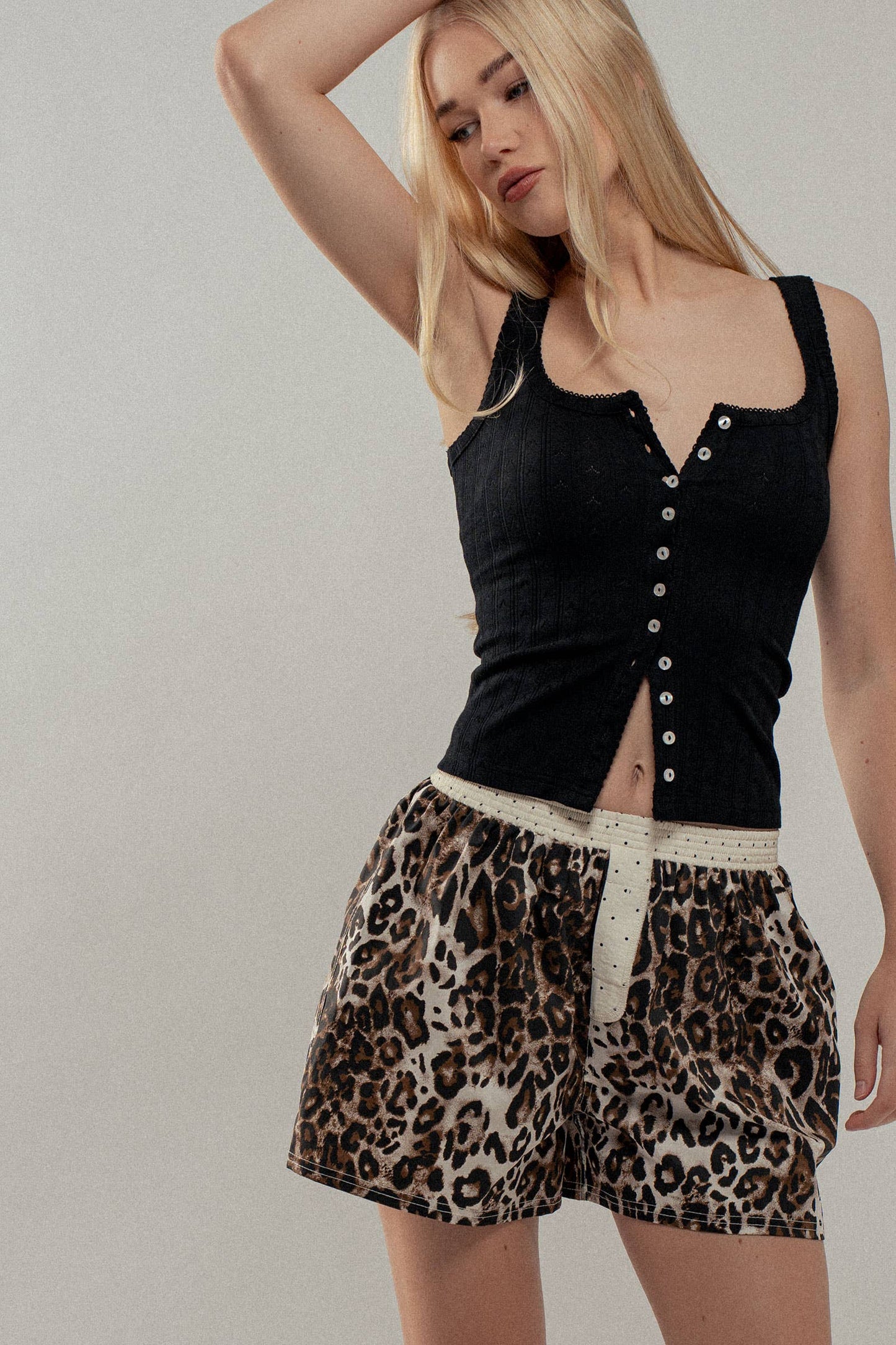 Ribbed Cotton Button-Front Picot Trim Tank (Four Colors)