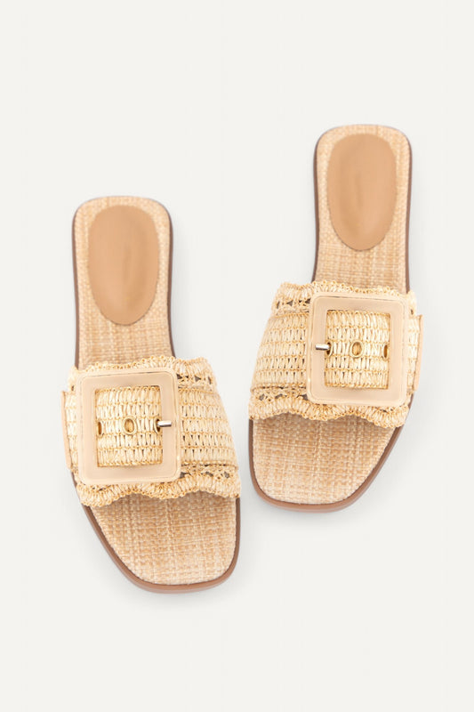 Woven Large Buckle Sandal