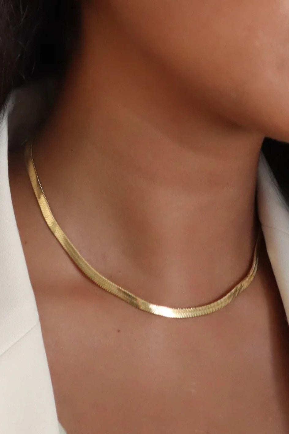 18K Gold Stainells Herringbone Necklace