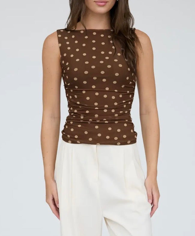 Madeline Polka Dot Mesh Knit Top (Four Colors)