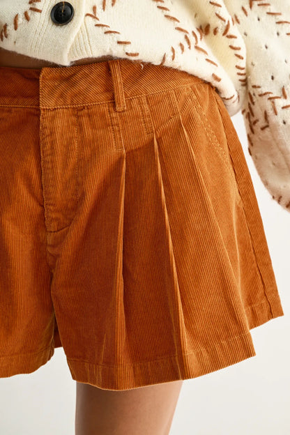 Corduroy Pleated Shorts