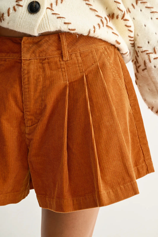Corduroy Pleated Shorts