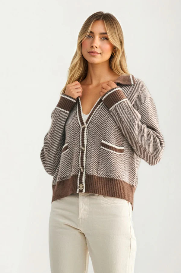 Herringbone Knit Cardigan
