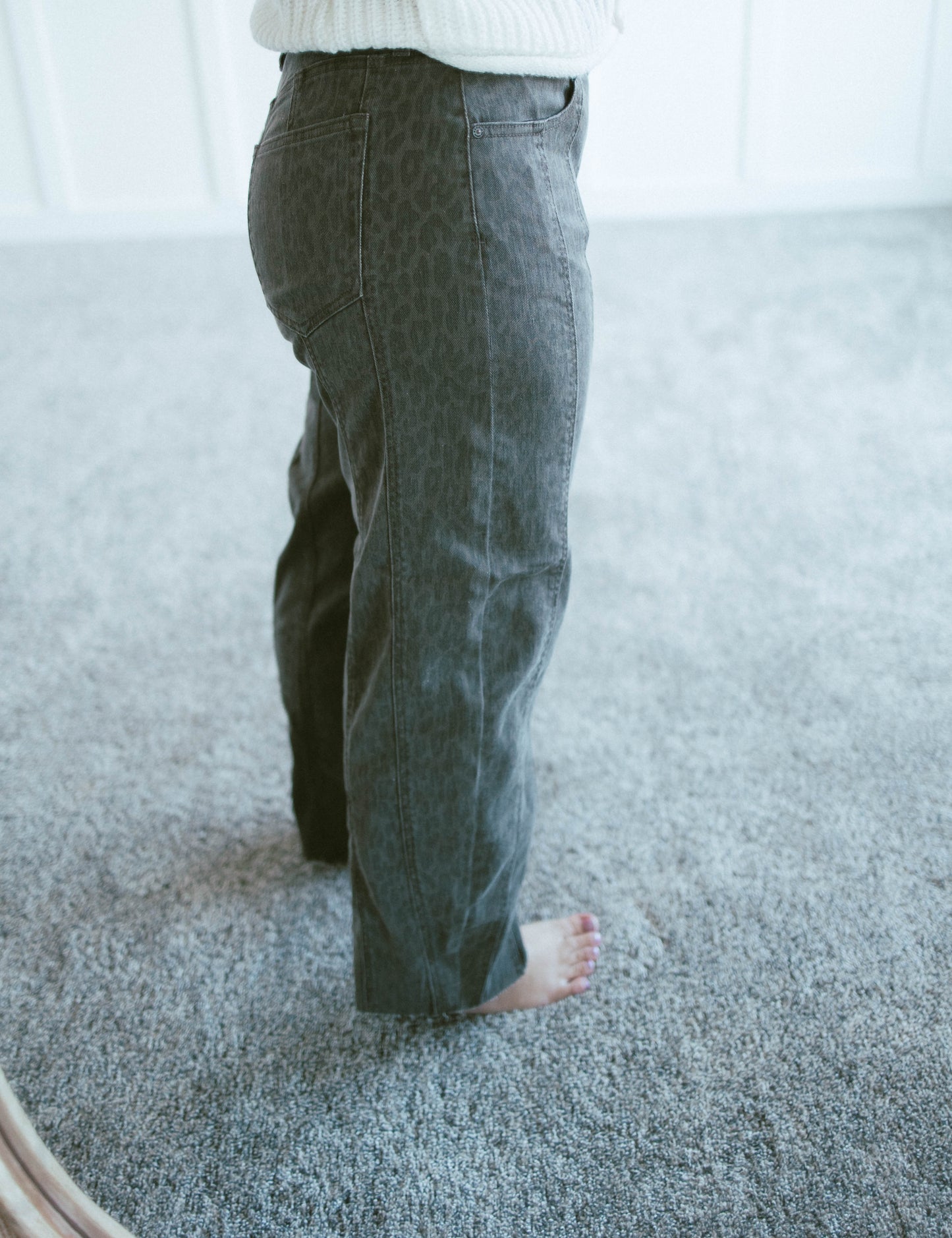 Sammie Cheetah Seamed Barrel Jeans