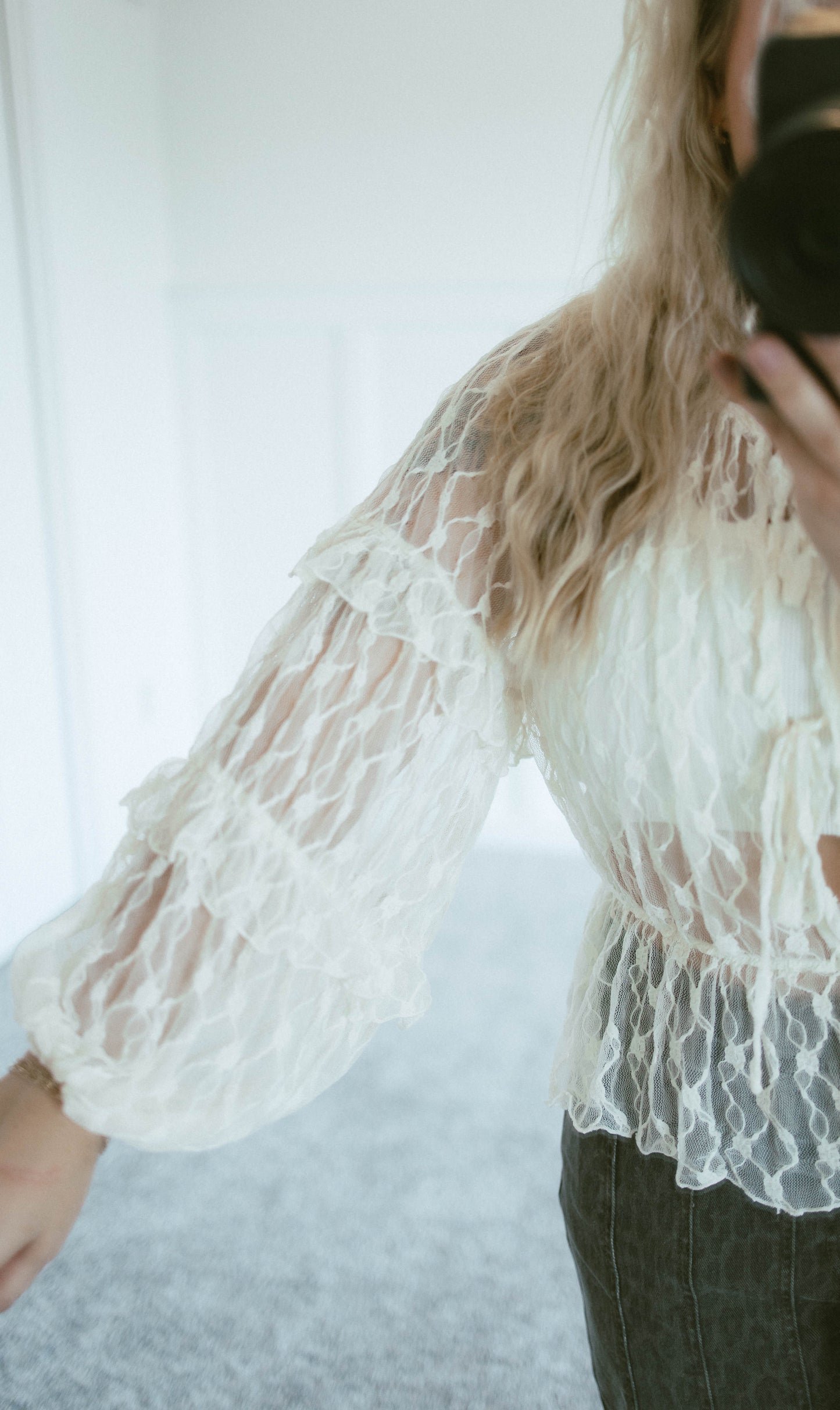 Lace Tie Front Blouse