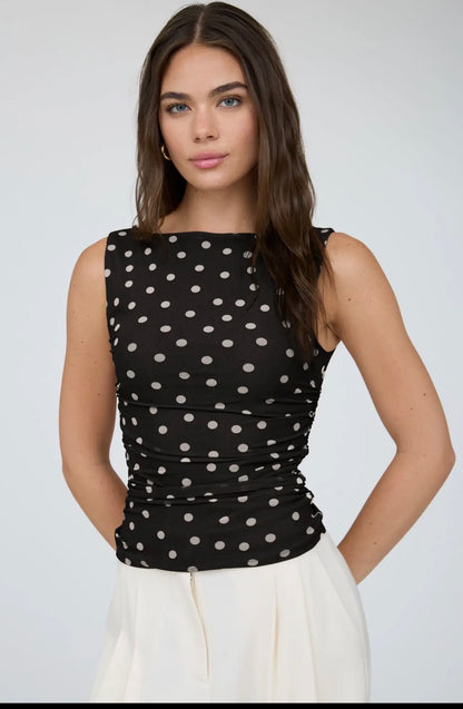 Madeline Polka Dot Mesh Knit Top (Four Colors)