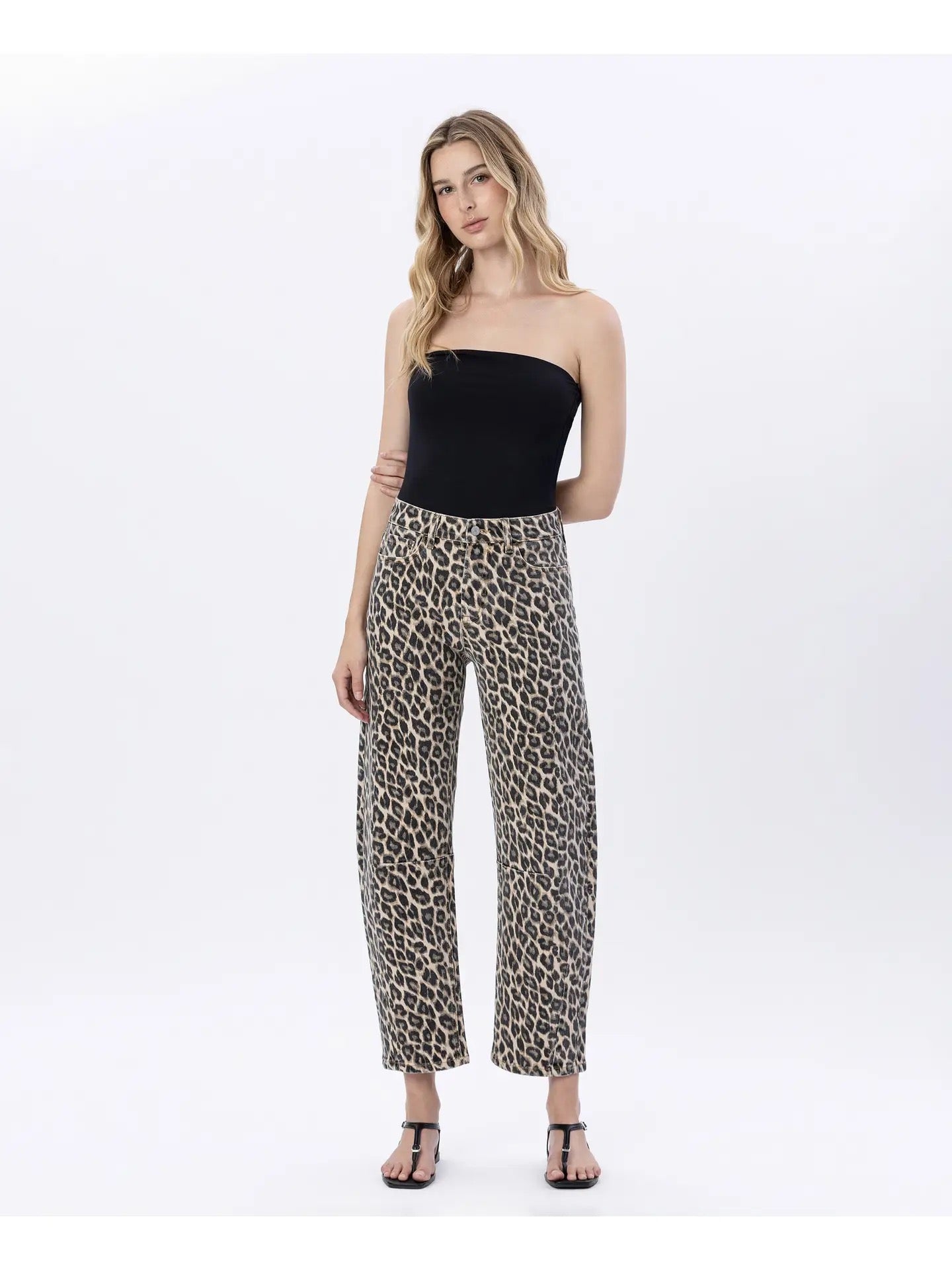Lena Leopard Barrel Jean