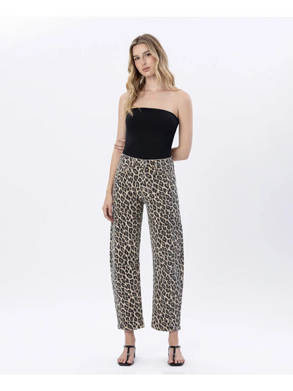 Lena Leopard Barrel Jean