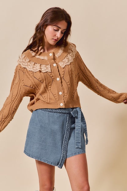 Lacey Ruffle Trim Cardigan