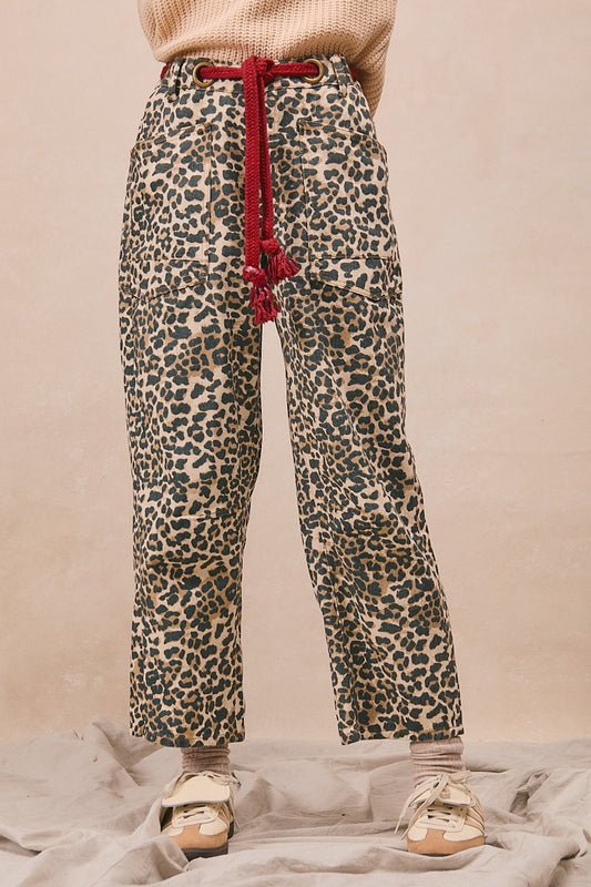 Leopard Rope Belt Pant