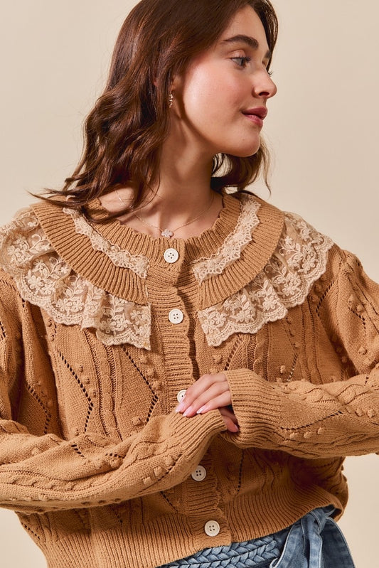 Lacey Ruffle Trim Cardigan