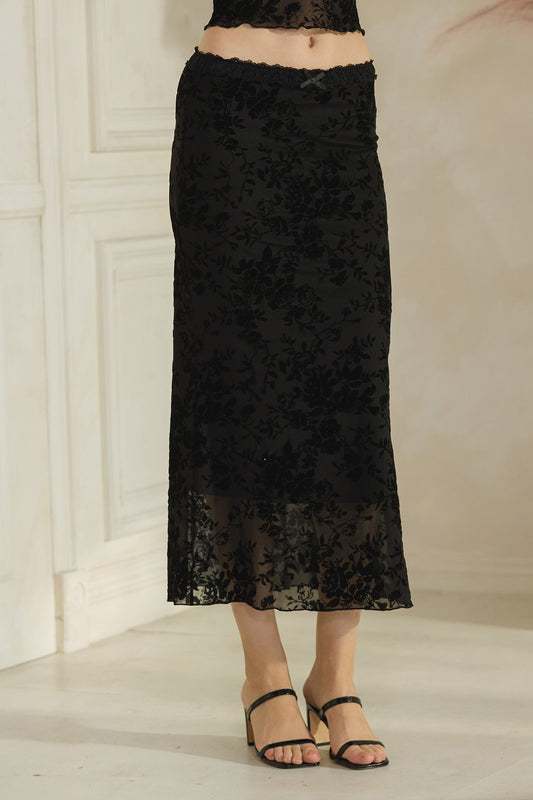 Laura Floral Mesh Maxi Skirt