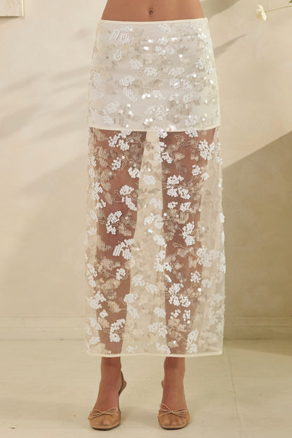 Lauren Sequin Mesh Maxi Skirt