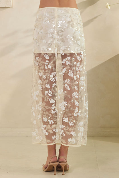Lauren Sequin Mesh Maxi Skirt