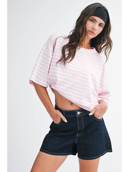 Misty Striped Oversized Tee (Two Colors)*