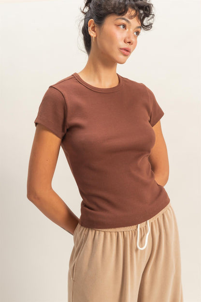 Riley Ribbed Basic Tee (Six Colors)*