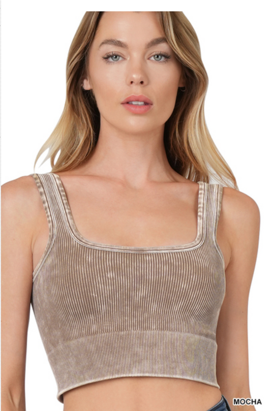 Square Neck Ribbed Seamless Tank