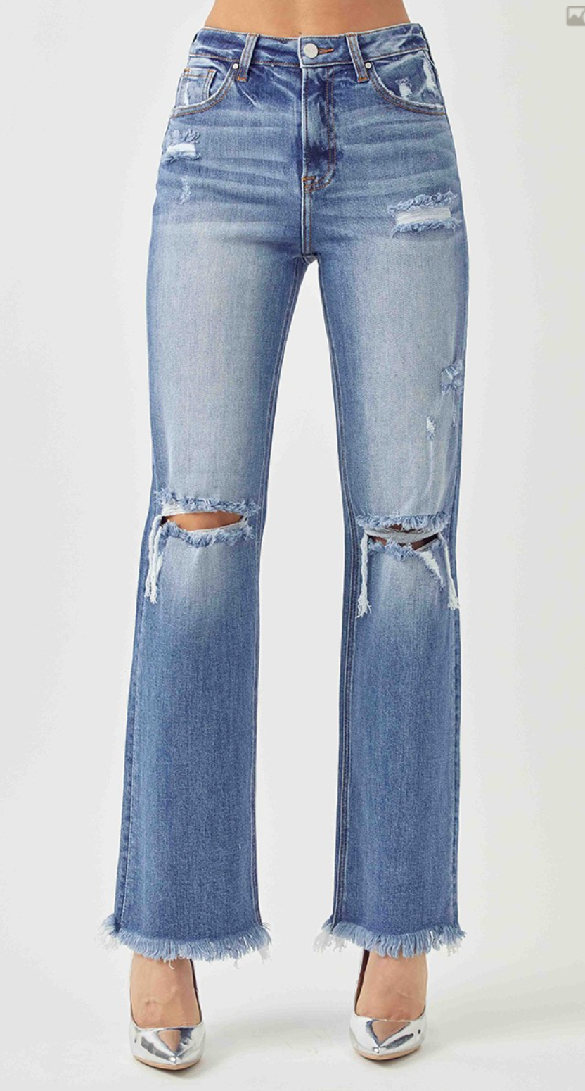 Ellie Straight Leg Distressed Jean