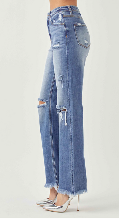 Ellie Straight Leg Distressed Jean