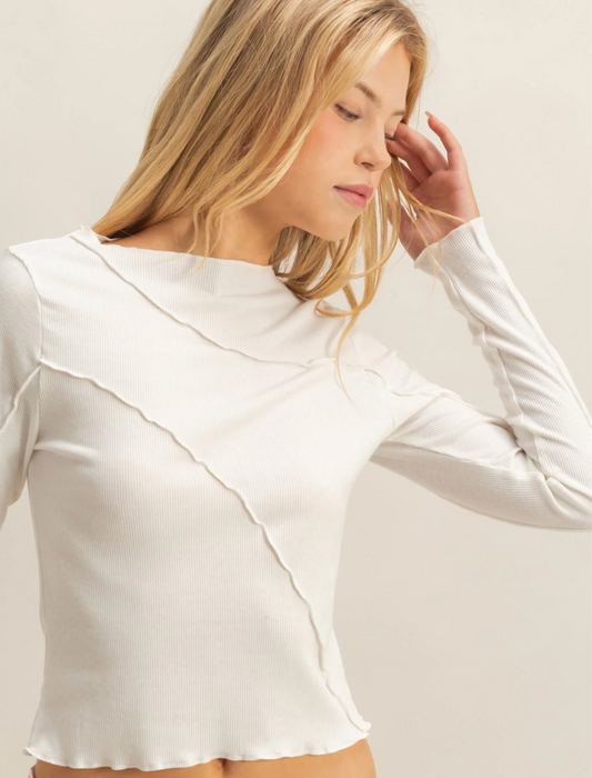 Asymmetrical Raw Edge Top (5 Colors)