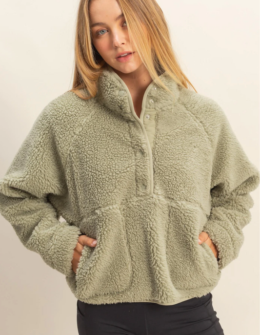 Sherpa Half Snap Jacket (5 Colors)